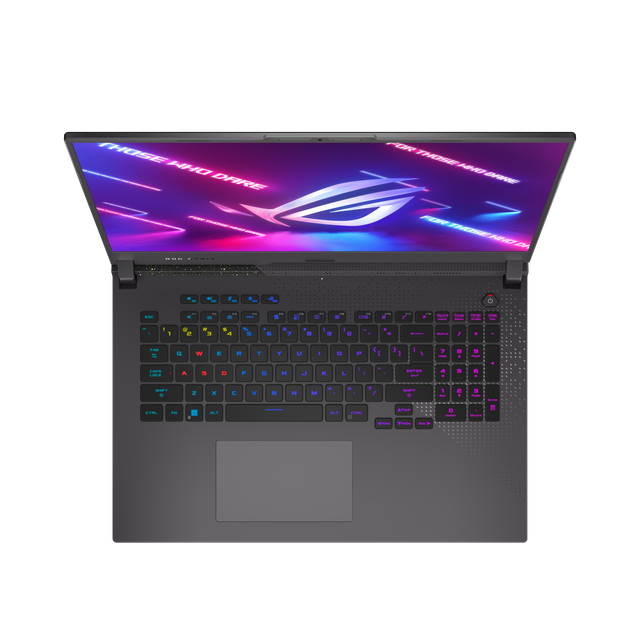 Top Down View of the Rog Strix G17 With Per Key Keyboard